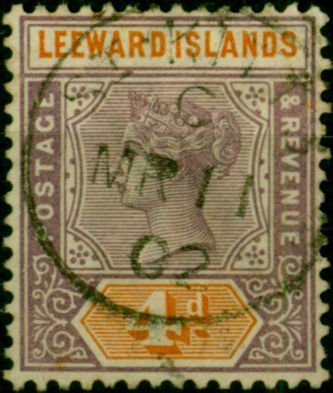 Leeward Islands D Dull Mauve Orange Sg Fine Used Stamp Empire