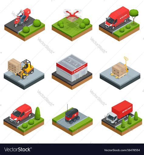 Logistics Isometric Icons Set Of Different Vector Image