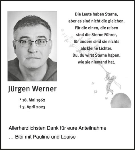 Traueranzeigen von Jürgen Werner Trauerportal Ihrer Tageszeitung