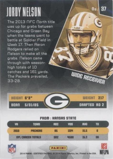 Panini Certified Jordy Nelson For Sale Ebay