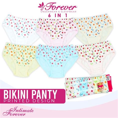 Intimate Forever PPB In Bikini Panty Cotton Underwear Assorted Color In Printed Design With