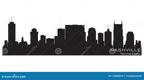 Nashville Skyline Horizontal Banner Cartoon Vector Cartoondealer