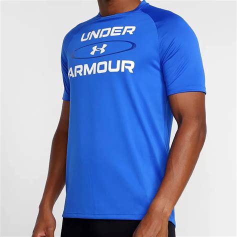 Camiseta Under Armour Tech Wm Gp Ss Brz Masculina Azul E Branco