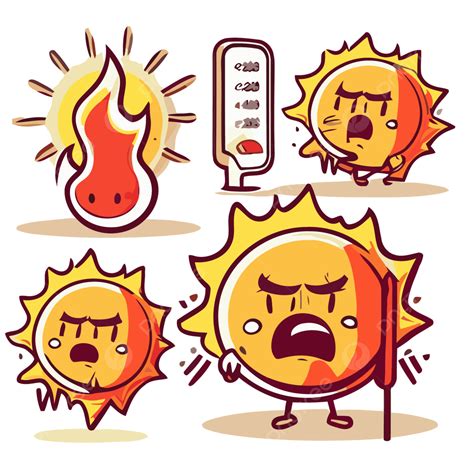 Estrés Por Calor Vector PNG dibujos Conjunto De Imágenes Prediseñadas