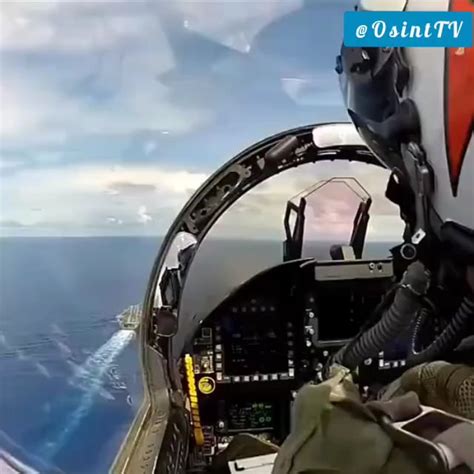 The complete process of F-18 fighter landing on American aircraft ...