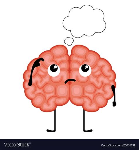 Isolated Thinking Brain Cartoon Royalty Free Vector Image