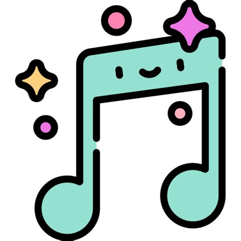 Musical Note Kawaii Lineal Color Icon