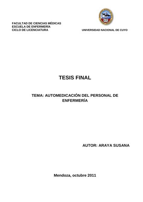 Pdf Tema Automedicaci N Del Personal De Enfermer A Ii El Presente