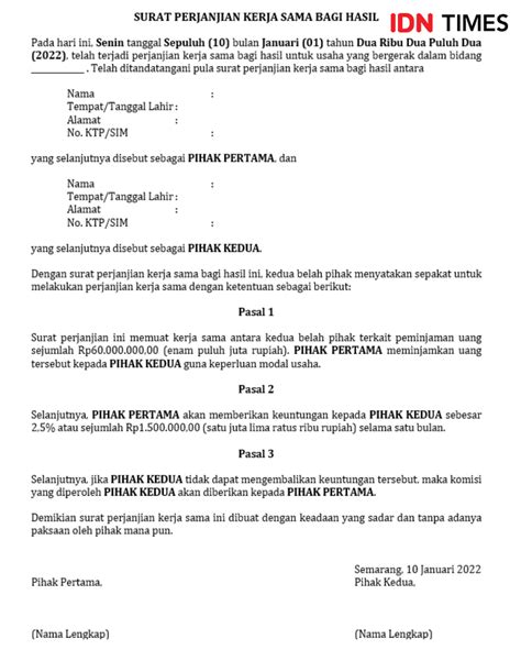 10 Contoh Surat Perjanjian Kerjasama Yang Benar Simak Yuk