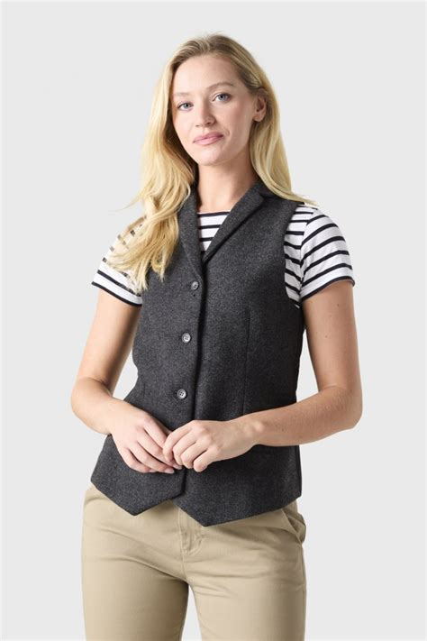 Sj Women S Herringbone Tweed Waistcoat Grey Sj