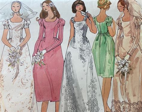 Rare Vintage 1970s Vogue 2687 Bridal Design Sewing Pattern Size 12 Bust 34 Etsy