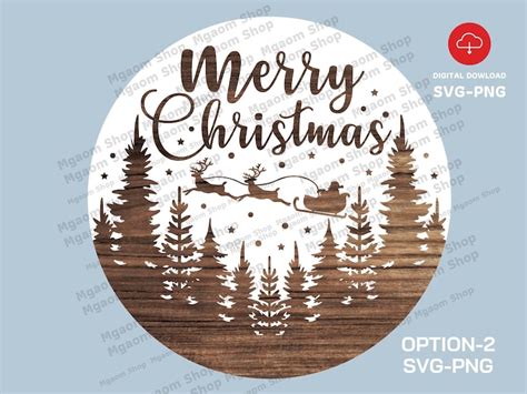 Merry Christmas Door Hanger Digital Cut Files Christmas Svg Etsy