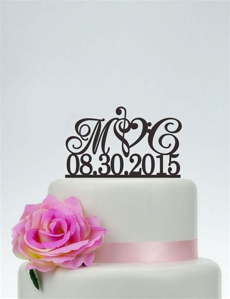 Wedding Cake Topperinitials Cake Topper With Datecustom Cake Etsy