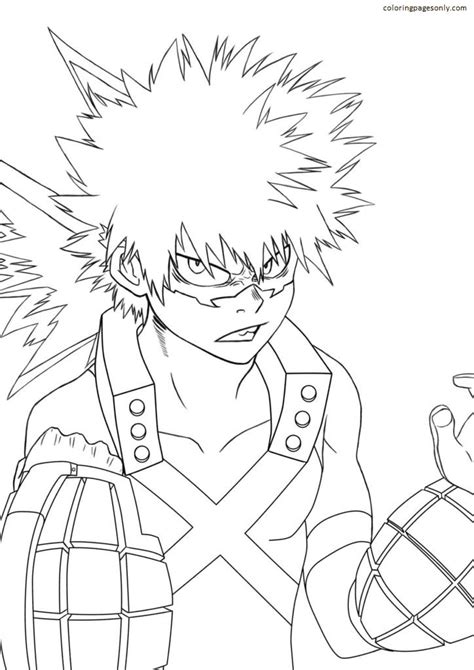 Bakugo In My Hero Academia Coloring Page Free Printable Coloring Pages