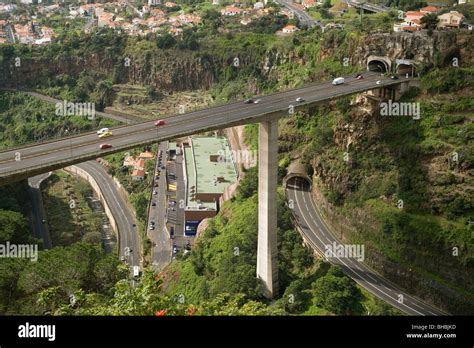 Portugal Madeira Funchal Road System With Motorway And City Bypass Stock