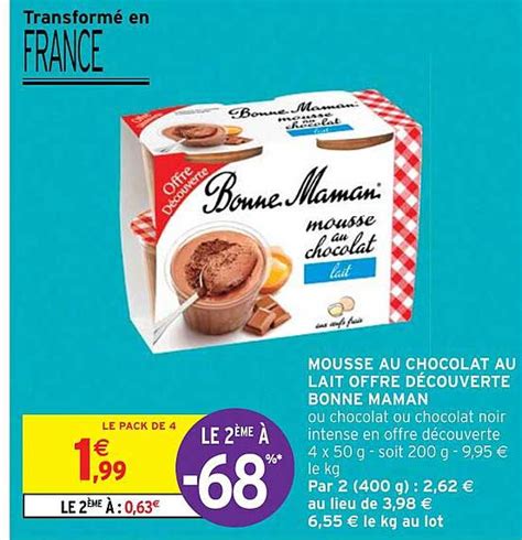 Promo Mousse Au Chocolat Au Lait Offre D Couverte Bonne Maman Chez