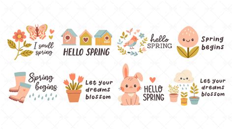 8 Hello Spring Quotes - Graphics | Motion Array