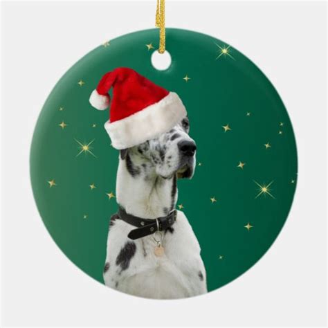 Great Dane Dog Christmas Holiday Ornament Green Zazzle