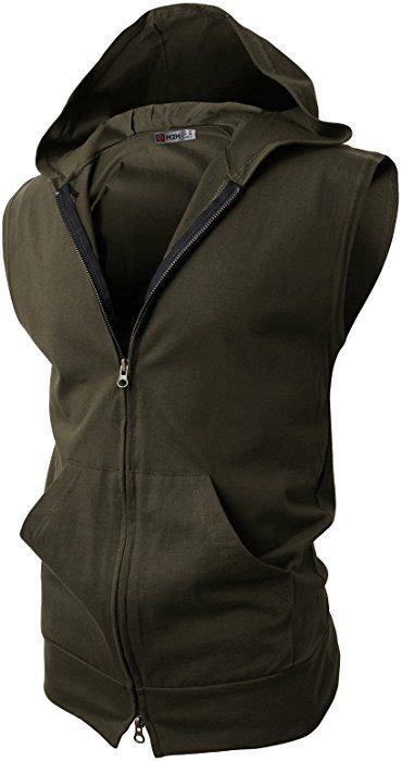 H2h Mens Casual Slim Fit Zip Up Sleeveless Hoodie Lightweight Workout