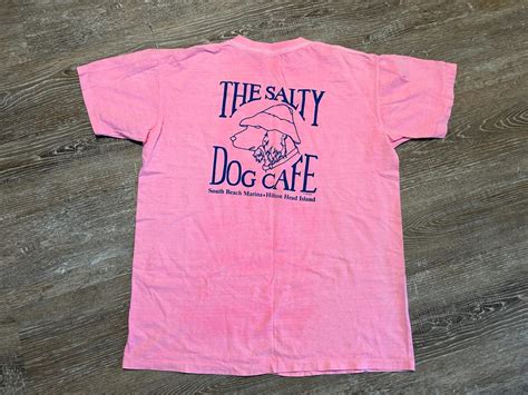 Vtg 1989 Salty Dog Cafe T Shirt Bar Restuarant Faded Pink Single Stitch