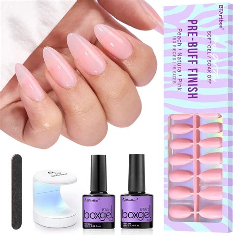 Gel Nail Extension Kit Btartbox Press On Nails Soft Gel Almond Nail