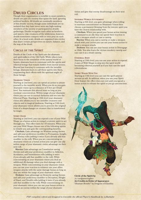 DnD 5e Homebrew | Dnd druid, Dungeons and dragons classes, Dnd 5e homebrew