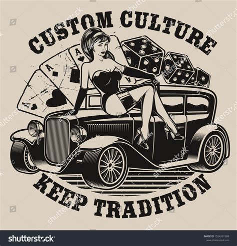 Blackwhite Illustration Pinup Girl On Hot Stock Vector Royalty Free Shutterstock