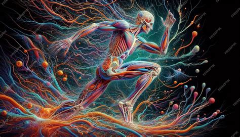 A painting of a human figure with a graphic of a human body | Premium