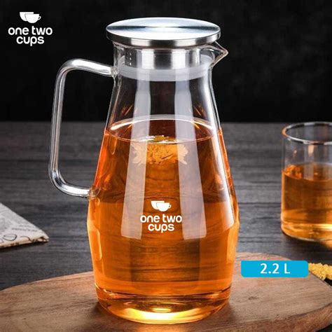 One Two Cups Teko Teh Kaca Pitcher Tahan Panas Api Borosilicate 2 2L