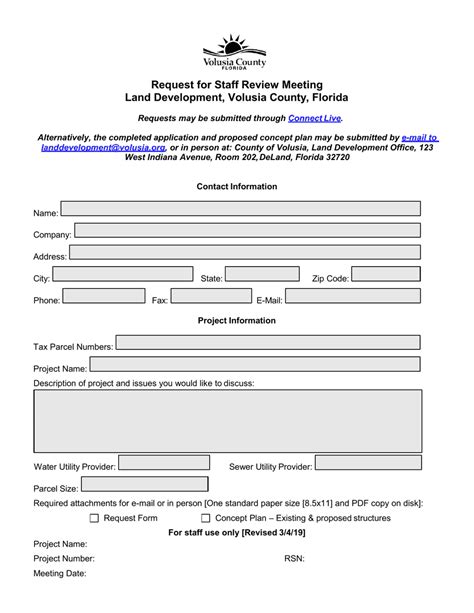 Volusia County Florida Request For Staff Review Meeting Fill Out