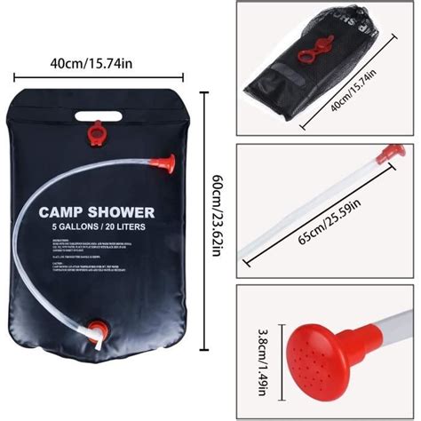 VABNEER Douche Solaire Camping 20L Sac De Douche Solaire Avec Tuyau