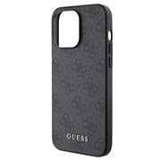 IPhone 15 Pro Guess 4G Metal Gold Logo Hibridna Maska Siva