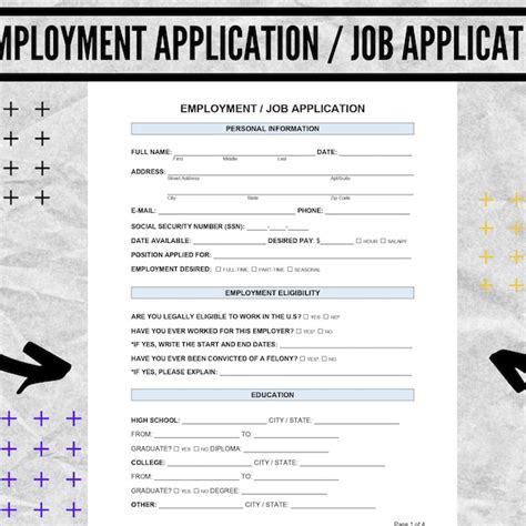 Employment Application Etsy