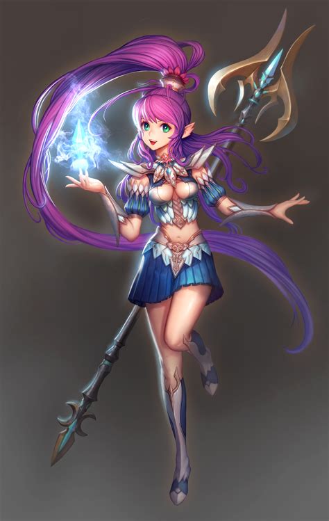 Wallpaper Illustration Fantasy Art Anime Girls Weapon Purple Hair