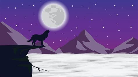 Premium Vector | Night wolf moon wallpaper illustration background