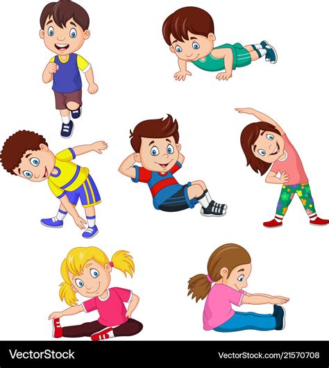 Cartoon kids yoga with different yoga poses Vector Image