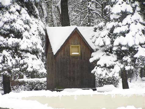 Wallpaper Snow Winter Wood Frost Construction Hut Freezing