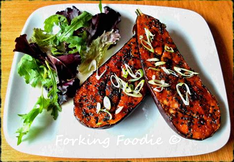 Forking Foodie Miso Sesame Grilled Aubergines Eggplants