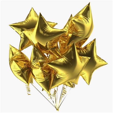 Star Shaped Gold Balloon Bouquet 3d Model 39 3ds Blend C4d Fbx