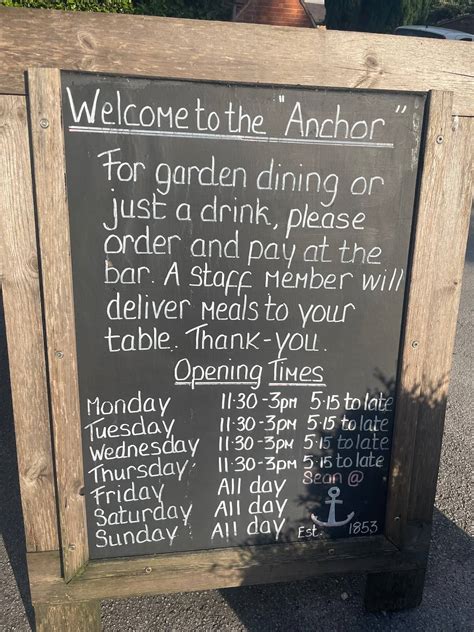 Menu at Anchor Inn pub & bar, Warwick