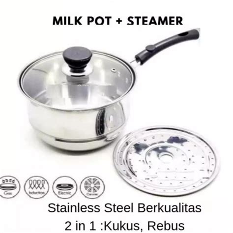 Jual Panci Stainless Panci Susu Panci Kukus Steamer Cm Shopee