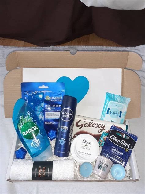 Mens Luxury Blue Pamper Kit Father S Day T Birthday Etsy Uk T Box For Men Cute