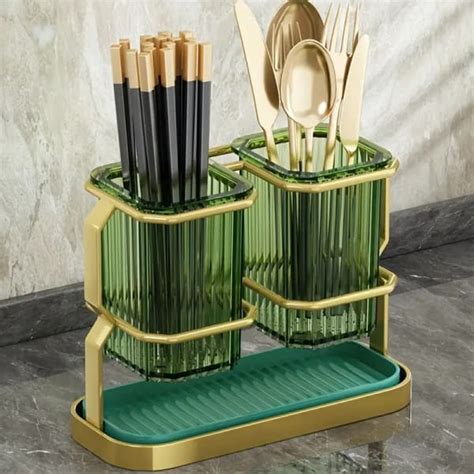 Buy Send Cutlery Organizer With Knife Slots And Drain Pan Single Piece