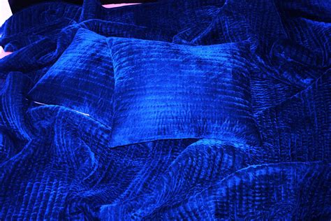 Royal Blue Velvet Quilt Velvet And Cotton Quilt Royal Blue Etsy