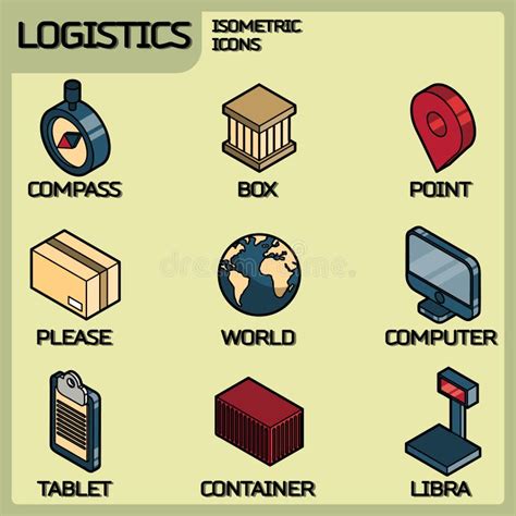 Logistics Color Outline Isometric Icons Stock Vector - Illustration of ...