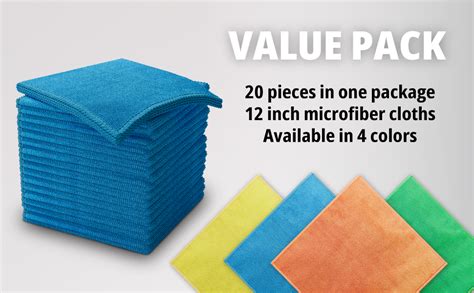 Amazon HELOMOR 12x12 Microfiber Cleaning Cloths 300 GSM 20 PC