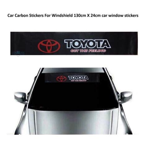 TOYOTA Logo UNIVERSAL Car Carbon Stickers For Windshield 130cm X 24cm ...