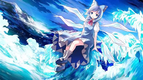 Illustration Anime Blue Hair Blue Eyes Short Hair Touhou Cartoon