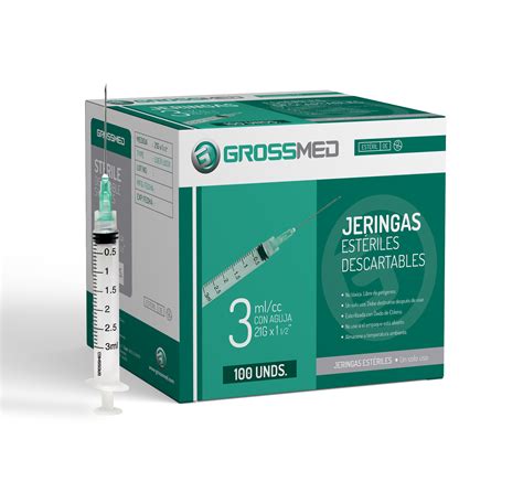 Tumaterialmé Jeringa De 3 Cc Con Aguja 21g X 1 1 2 Luer Lock Grossmed