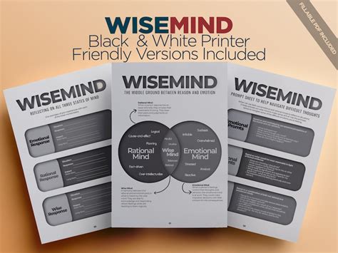 Wise Mind Dbt Poster And Worksheet Dbt Mindfulness Skill Etsy